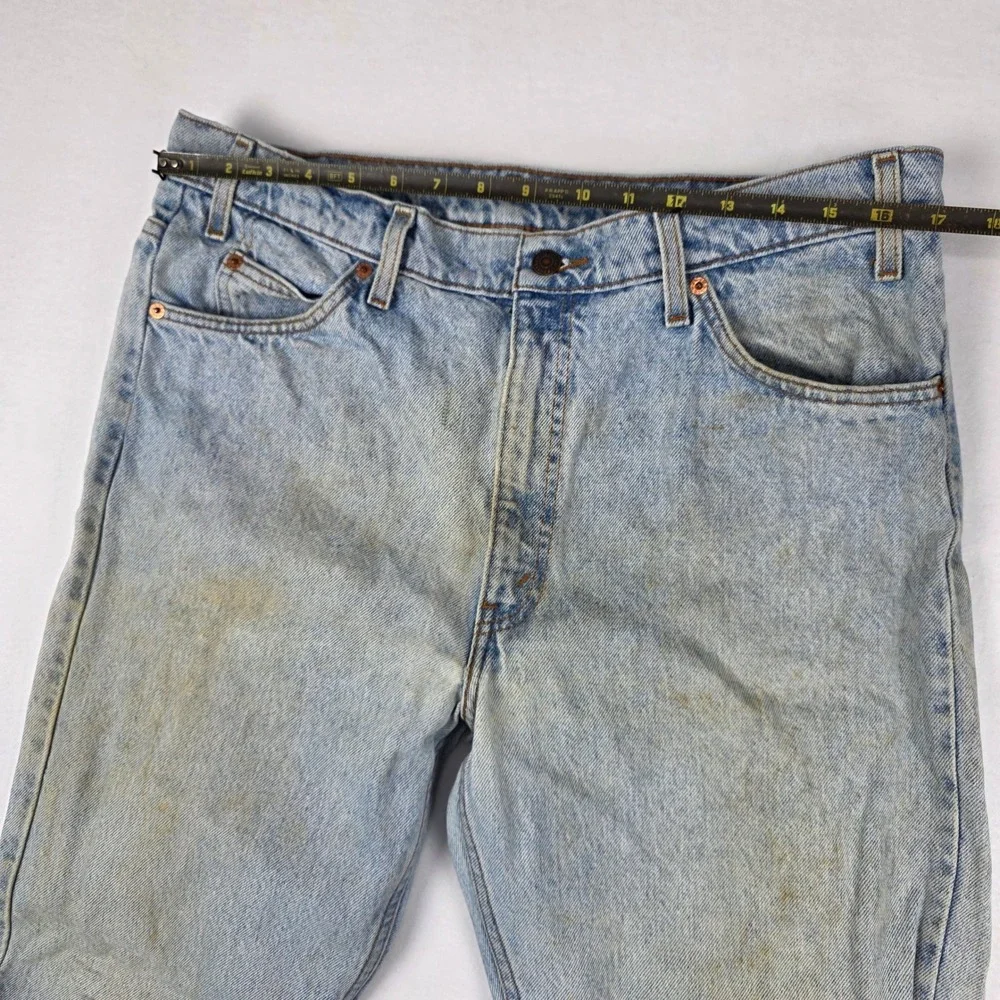 Vintage Levis 505 Regular Fit Straight Leg Light Wash Jeans Orange Tab 36x34